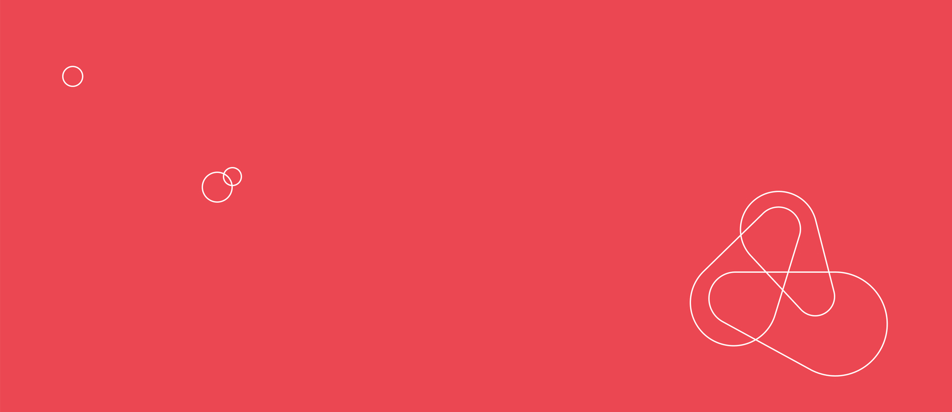 red field with geometric shapes in the foreground